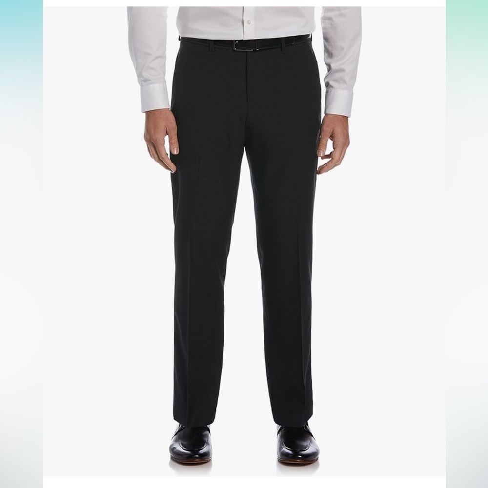 Perry Ellis Portfolio Charcoal Black Check Dress Pants 34x31